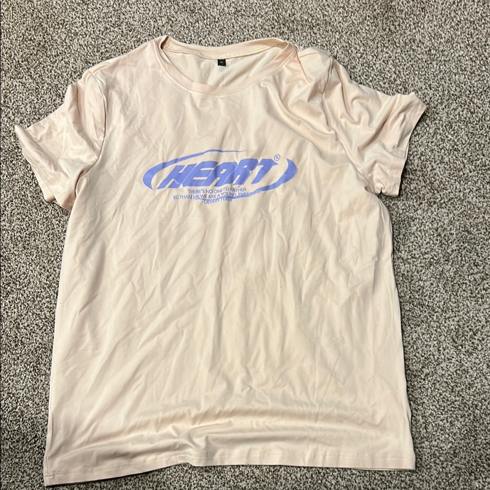 SHEIN Cream Short Sleeve Tee with Graphic Design